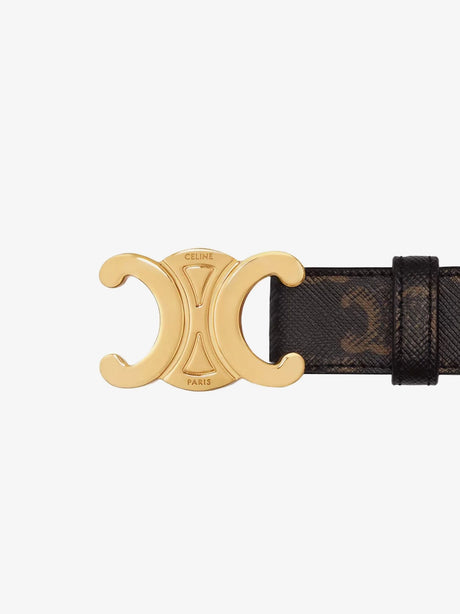 Celine Triomphe coated canvas belt - Tan