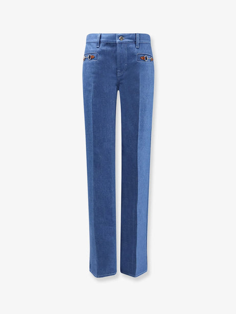 Gucci Cotton jeans with iconic frontal Horsebits - Baby Blue