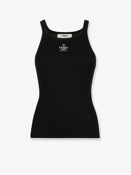 Fendi Ribbed cotton tank top - Black