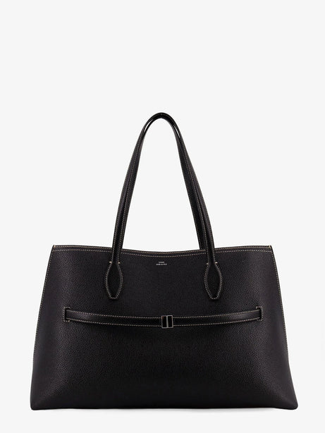 Toteme Leather shoulder bag with lettering logo on the front - Black