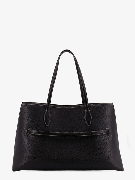 Toteme Leather shoulder bag with lettering logo on the front - Black