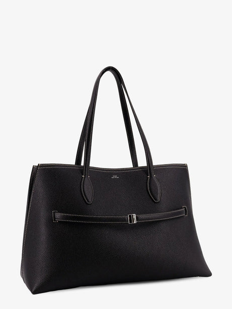 Toteme Leather shoulder bag with lettering logo on the front - Black