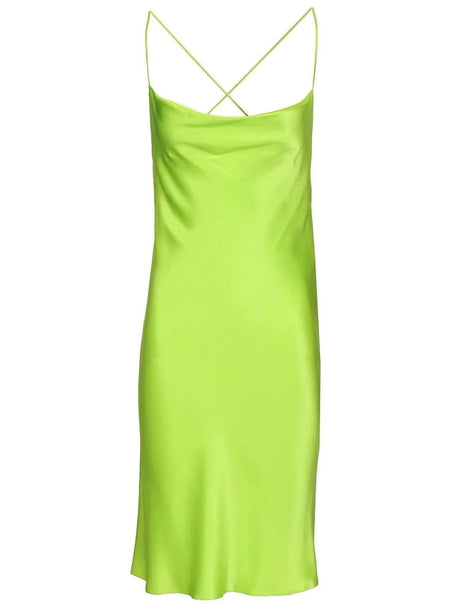 Saint Laurent Backless Dress With Hooded Back Neck In - Green