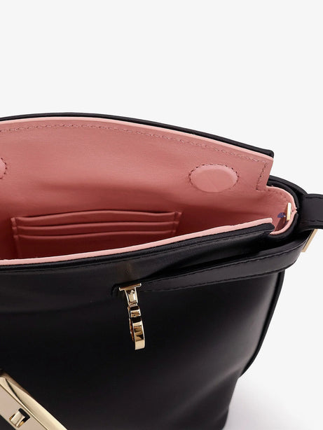 Ferragamo Leather crossbody bag with Gancini detail - Nero