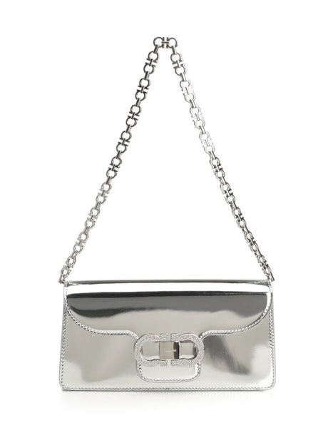 Ferragamo Double Gancini Chain Mini Bag - Silver