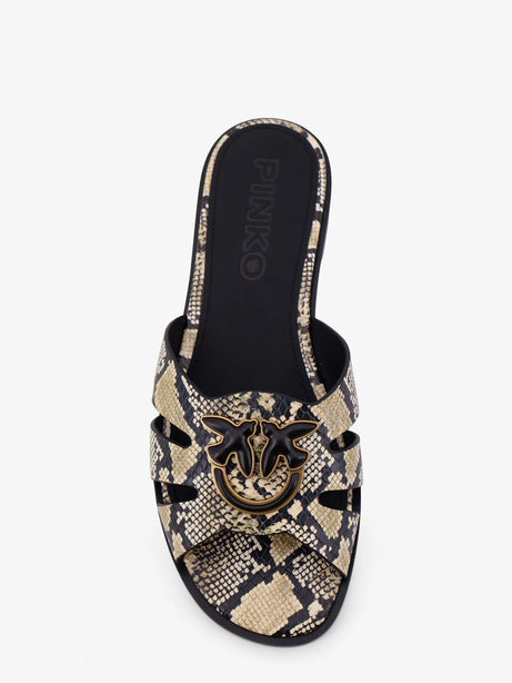 Pinko Milly low leather sandals - Pitone