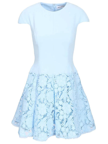 Self-Portrait Mini Dress - Sky Blue