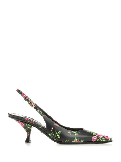 Dolce & Gabbana Lollo Slingbacks In Printed Leather - Multi