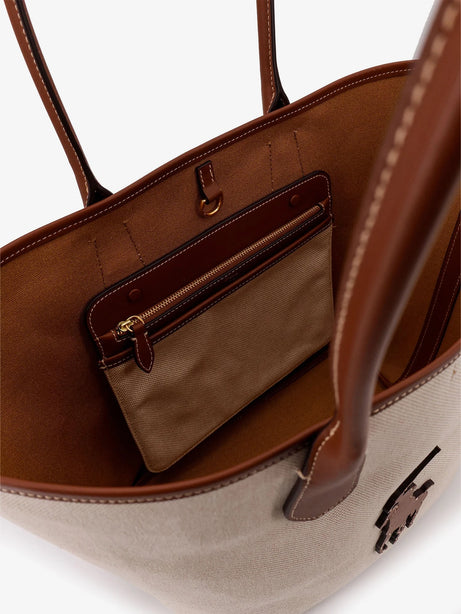 Polo Ralph Lauren Canvas shoulder bag with front logo patch - Naturalcuoio