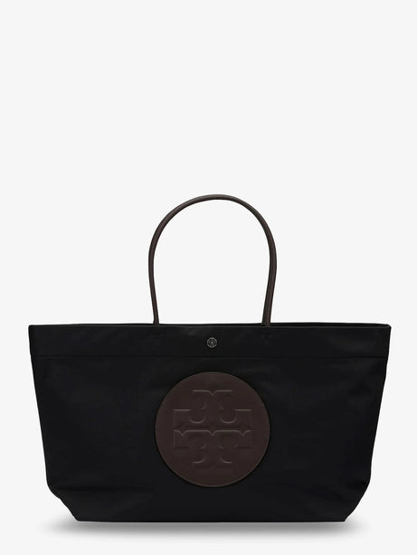 Tory Burch Ella Twist nylon shoulder bag with maxi front logo patch - Black