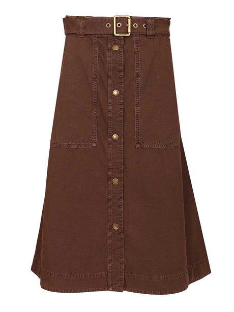 Moncler Cotton Midi Skirt With Belt - Bordeaux