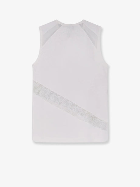 Pinko Molly cotton tank top with lace inserts - Bianco