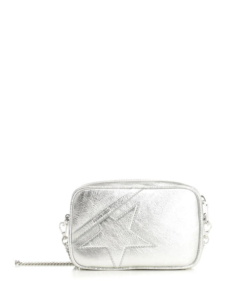 Golden Goose Mini Star Bag In Laminated Leather - Silver