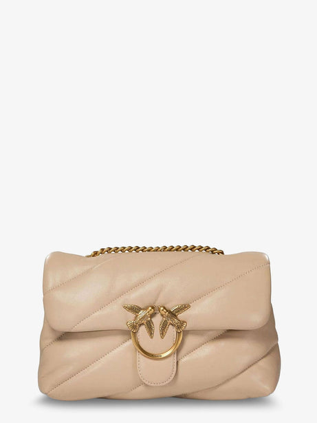Pinko Love Puff Classic quilted leather crossbody bag - Beige