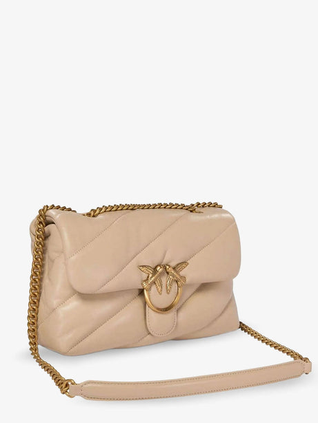 Pinko Love Puff Classic quilted leather crossbody bag - Beige