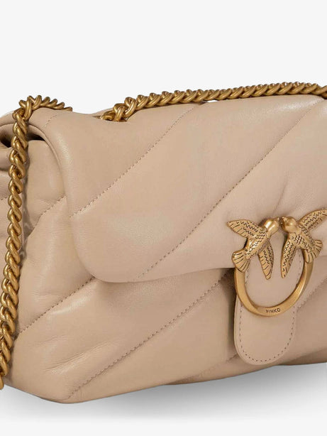 Pinko Love Puff Classic quilted leather crossbody bag - Beige