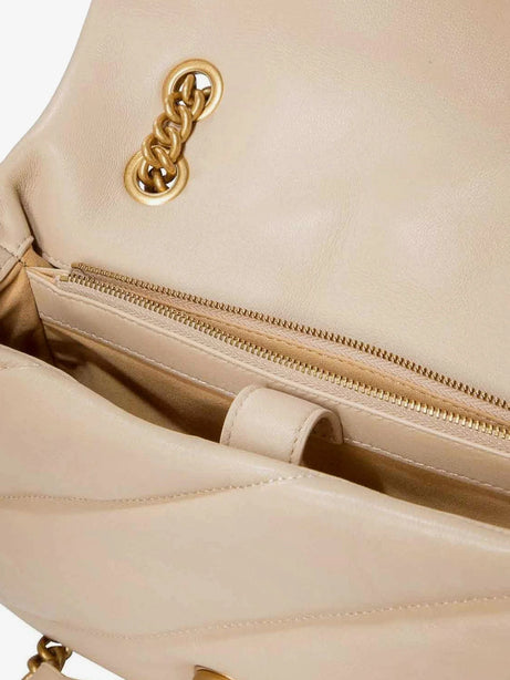 Pinko Love Puff Classic quilted leather crossbody bag - Beige