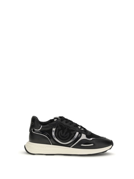 Pinko Leather Zoe Sneakers with mesh inserts - Black