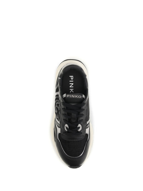 Pinko Leather Zoe Sneakers with mesh inserts - Black