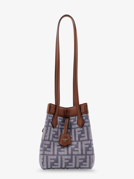 Fendi Origami mini FF Jacquard fabric and leather shoulder bag - Mirto+Dark Nut+Os