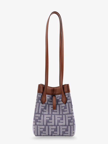 Fendi Origami mini FF Jacquard fabric and leather shoulder bag - Mirto+Dark Nut+Os