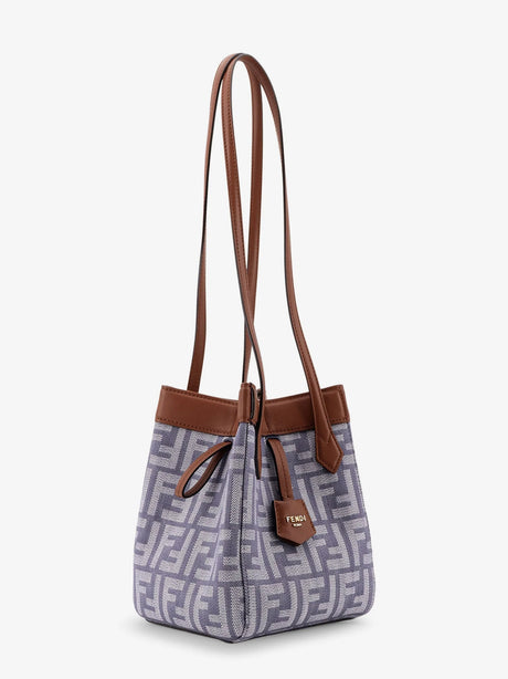 Fendi Origami mini FF Jacquard fabric and leather shoulder bag - Mirto+Dark Nut+Os