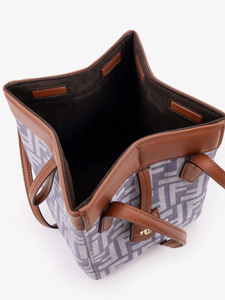 Fendi Origami mini FF Jacquard fabric and leather shoulder bag - Mirto+Dark Nut+Os