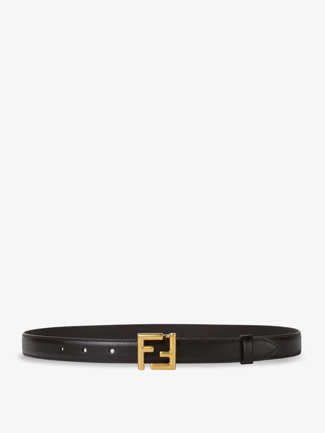 Fendi FF leather belt - Nero+Oro Burattato