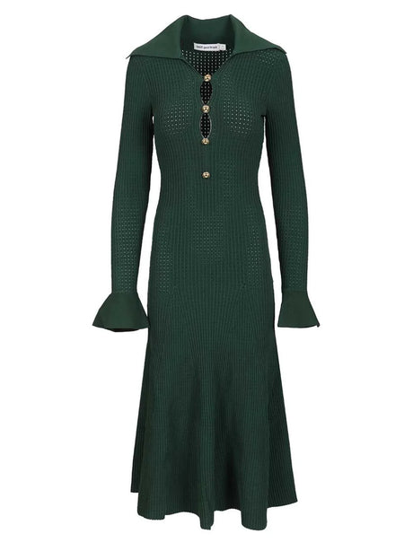 Self-Portrait Midi Knit Dress - Green