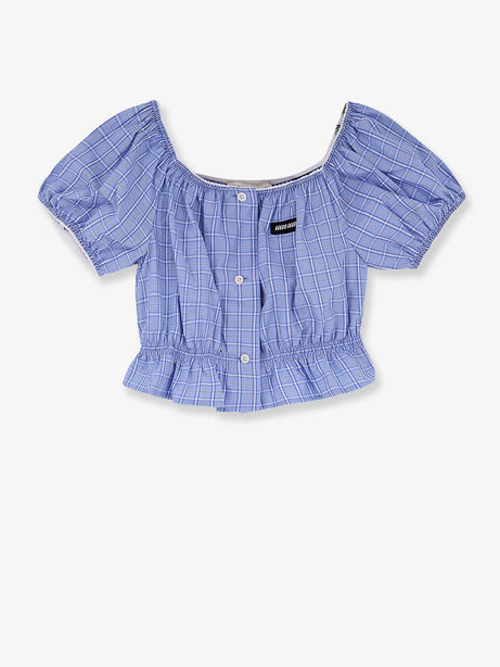 Miu Miu Striped cotton top - Celeste