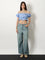 Miu Miu Striped cotton top - Celeste