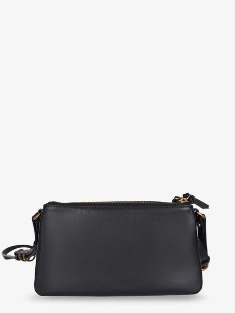 Pinko Baby Love Bag One Slouchy leather crossbody bag - Nero