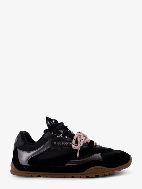 Pinko Yulia suede sneakers with nylon inserts - Nero