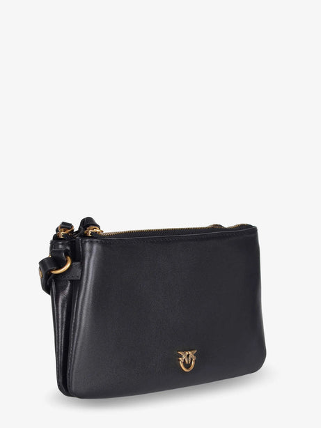 Pinko Baby Love Bag One Slouchy leather crossbody bag - Nero