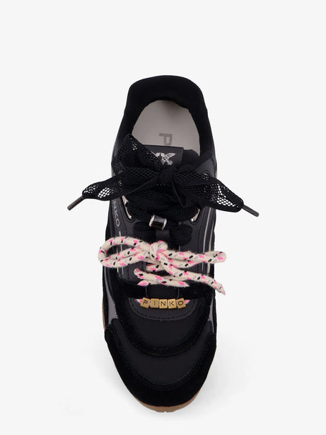 Pinko Yulia suede sneakers with nylon inserts - Nero