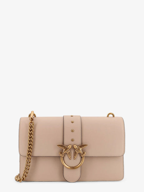 Pinko Love One leather crossbody bag - Beige
