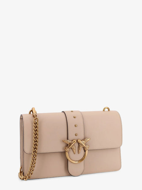 Pinko Love One leather crossbody bag - Beige