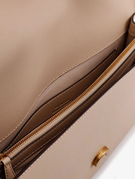 Pinko Love One leather crossbody bag - Beige