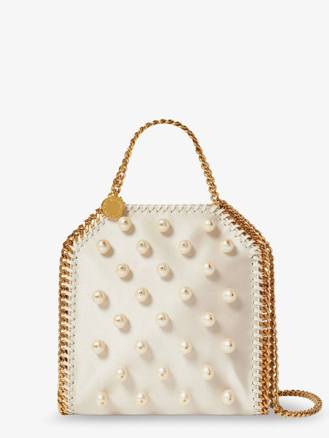 Stella Mccartney Falabella satin crossbody bag with vegan pearl detail - Pure White