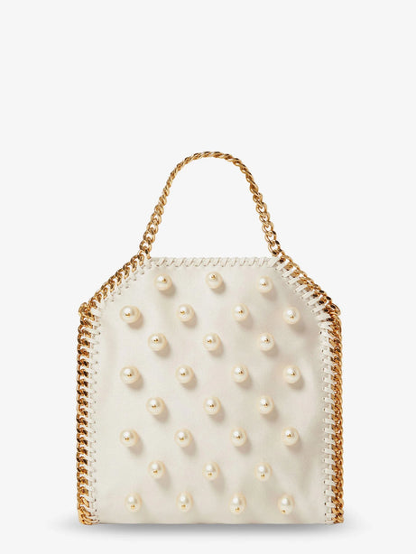 Stella Mccartney Falabella satin crossbody bag with vegan pearl detail - Pure White