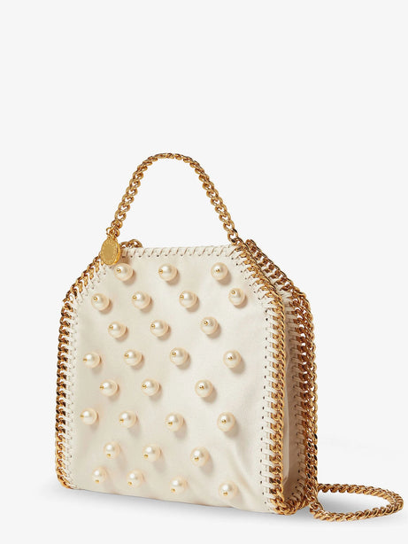 Stella Mccartney Falabella satin crossbody bag with vegan pearl detail - Pure White