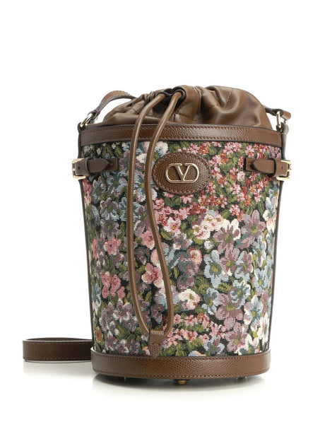 Valentino Garavani Jacquard Bucket Bag - Brown