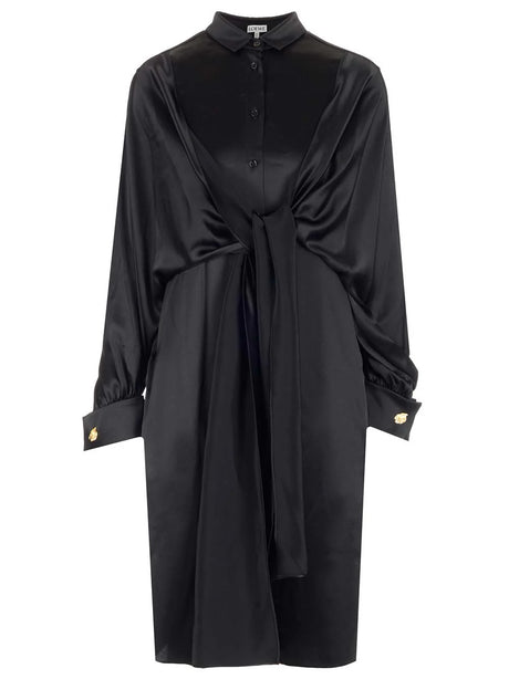 Loewe Satin Midi Dress - Black