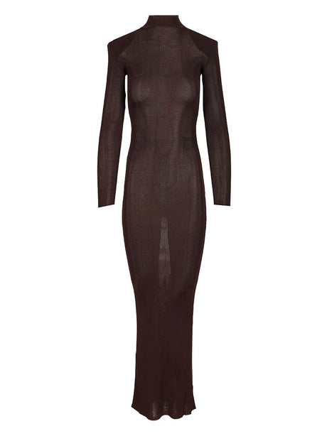 Self-Portrait Long Viscose Knit Dress - Brown
