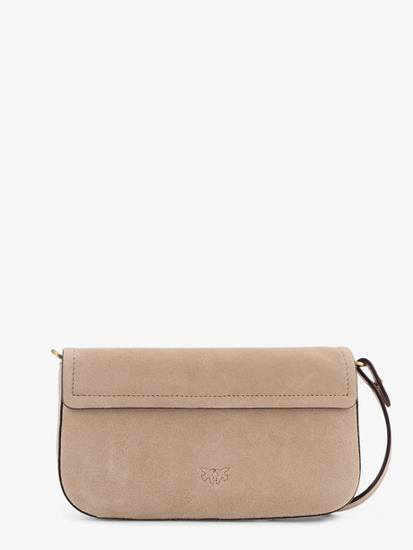 Pinko Leather Saddle Flat crossbody bag - Marrone