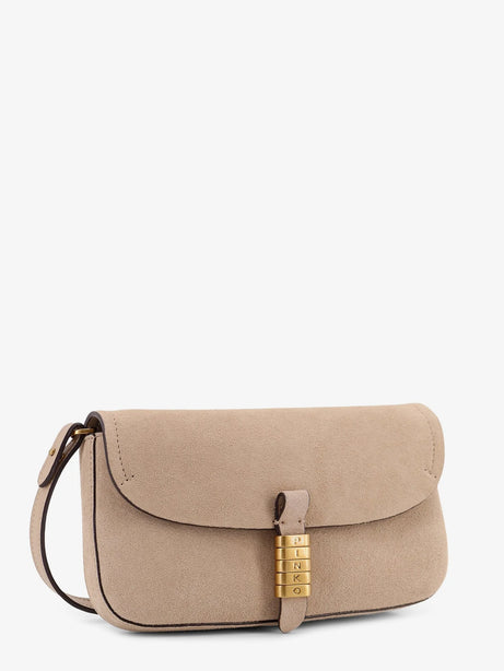Pinko Leather Saddle Flat crossbody bag - Marrone