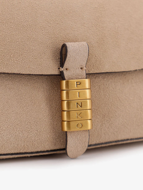Pinko Leather Saddle Flat crossbody bag - Marrone
