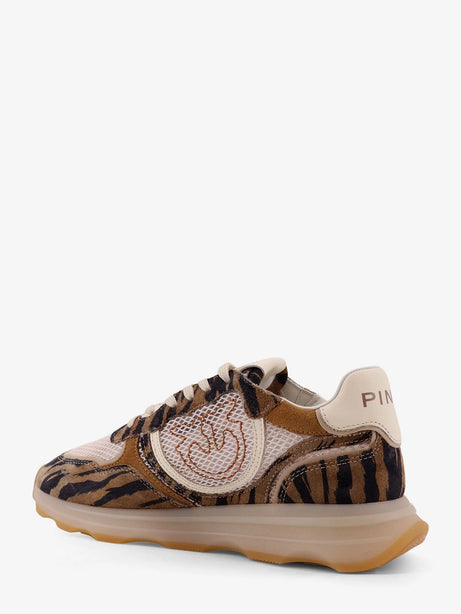Pinko Zoe suede sneakers with mesh inserts - Beige