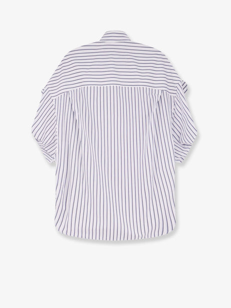Balenciaga Tucked Sleeve striped cotton shirt - White/Blue