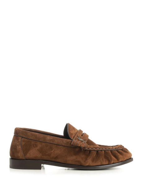 Saint Laurent Le Loafer Moccasin In Suede - Brown